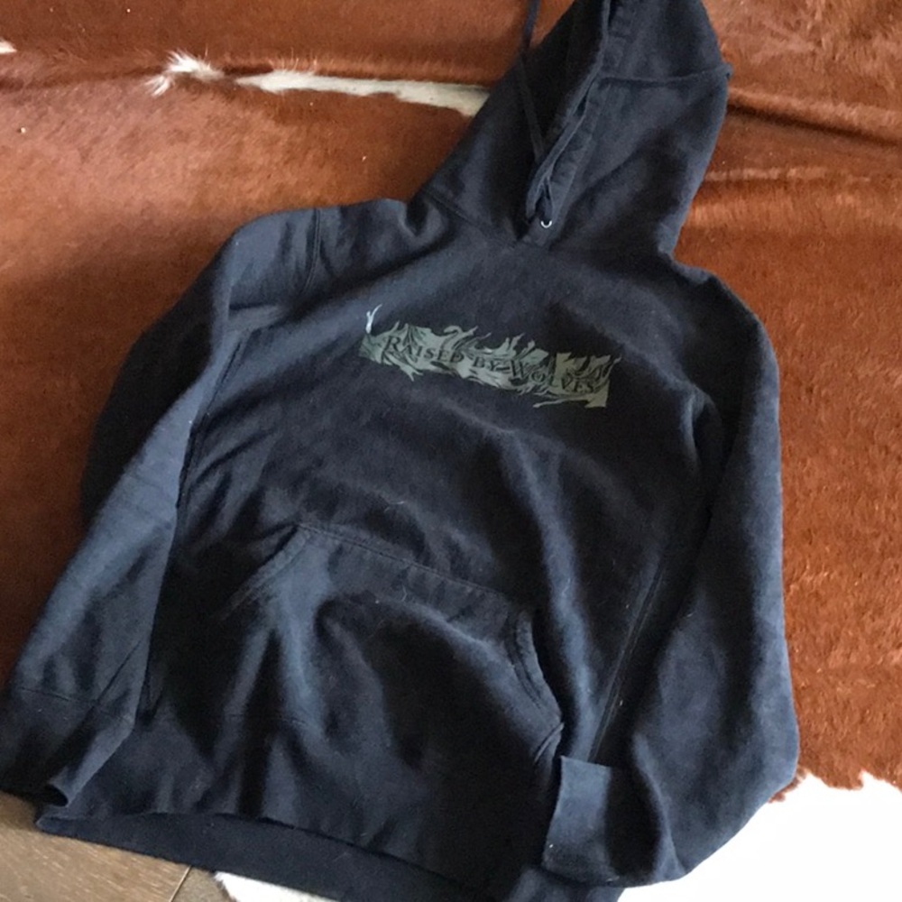 RAISED BY WOLVES GASOLINE BOX HOODIE BLACK SIZE MEDIUM